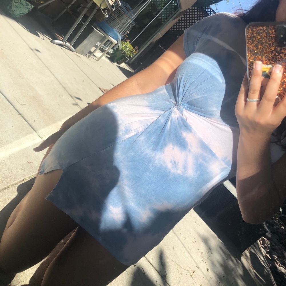 NWOT Light Blue & White Tie-Dye Mini Dress